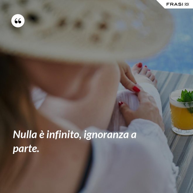 Nulla è infinito, ignoranza a parte. - Anonimo