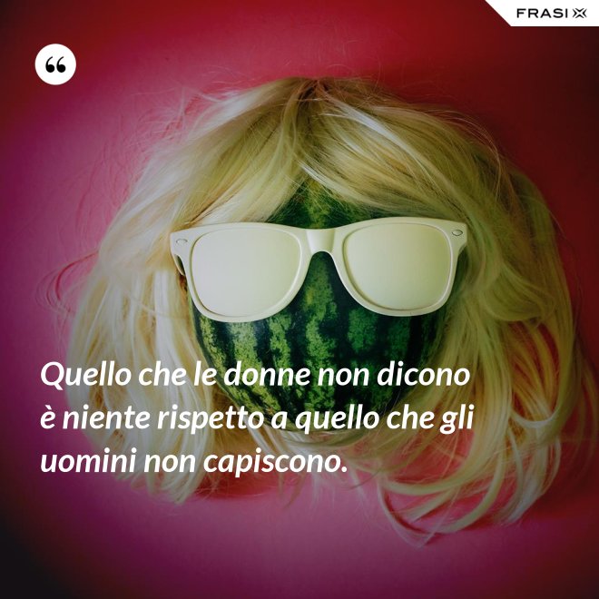 Quello che le donne non dicono è niente rispetto a quello che gli uomini non capiscono. - Anonimo