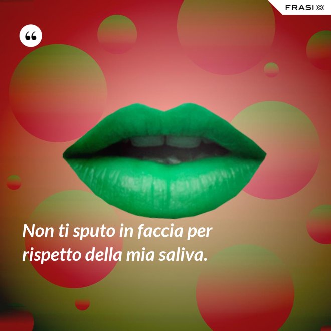 Non ti sputo in faccia per rispetto della mia saliva. - Anonimo