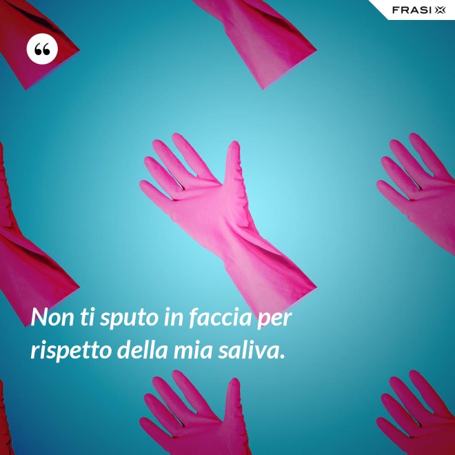 Non ti sputo in faccia per rispetto della mia saliva. - Anonimo