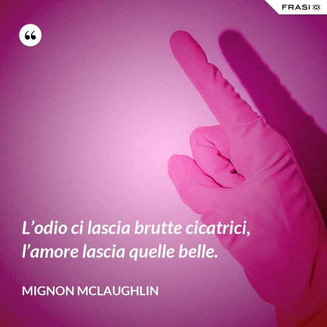 L’odio ci lascia brutte cicatrici, l’amore lascia quelle belle. - Mignon Mclaughlin