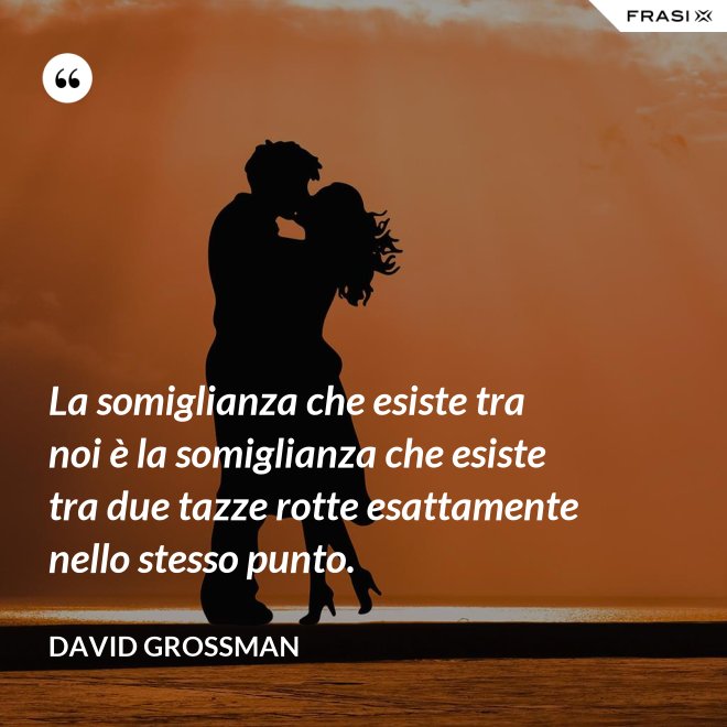 La somiglianza che esiste tra noi è la somiglianza che esiste tra due tazze rotte esattamente nello stesso punto. - David Grossman