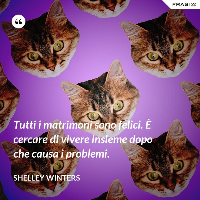 Tutti i matrimoni sono felici. È cercare di vivere insieme dopo che causa i problemi. - Shelley Winters