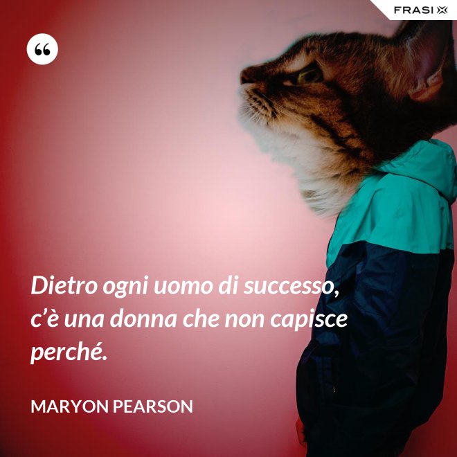 Dietro ogni uomo di successo, c’è una donna che non capisce perché. - Maryon Pearson