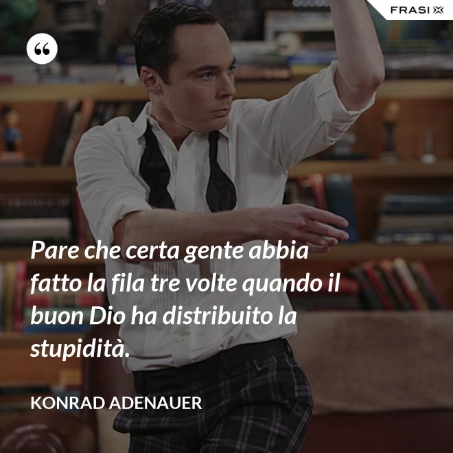 Pare che certa gente abbia fatto la fila tre volte quando il buon Dio ha distribuito la stupidità. - Konrad Adenauer
