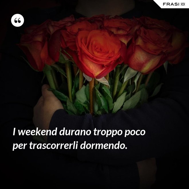 I weekend durano troppo poco per trascorrerli dormendo. - Anonimo