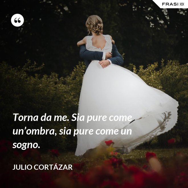 Torna da me. Sia pure come un’ombra, sia pure come un sogno. - Julio Cortázar