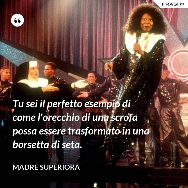 Tu sei il perfetto esempio di come l'orecchio di una scrofa possa essere trasformato in una borsetta di seta. - Madre Superiora