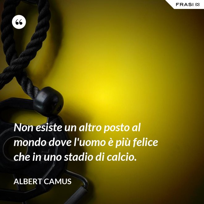 Non esiste un altro posto al mondo dove l'uomo è più felice che in uno stadio di calcio. - Albert Camus