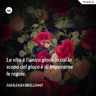 La vita è l’unico gioco in cui lo scopo del gioco è di impararne le regole. - Ashleigh Brilliant