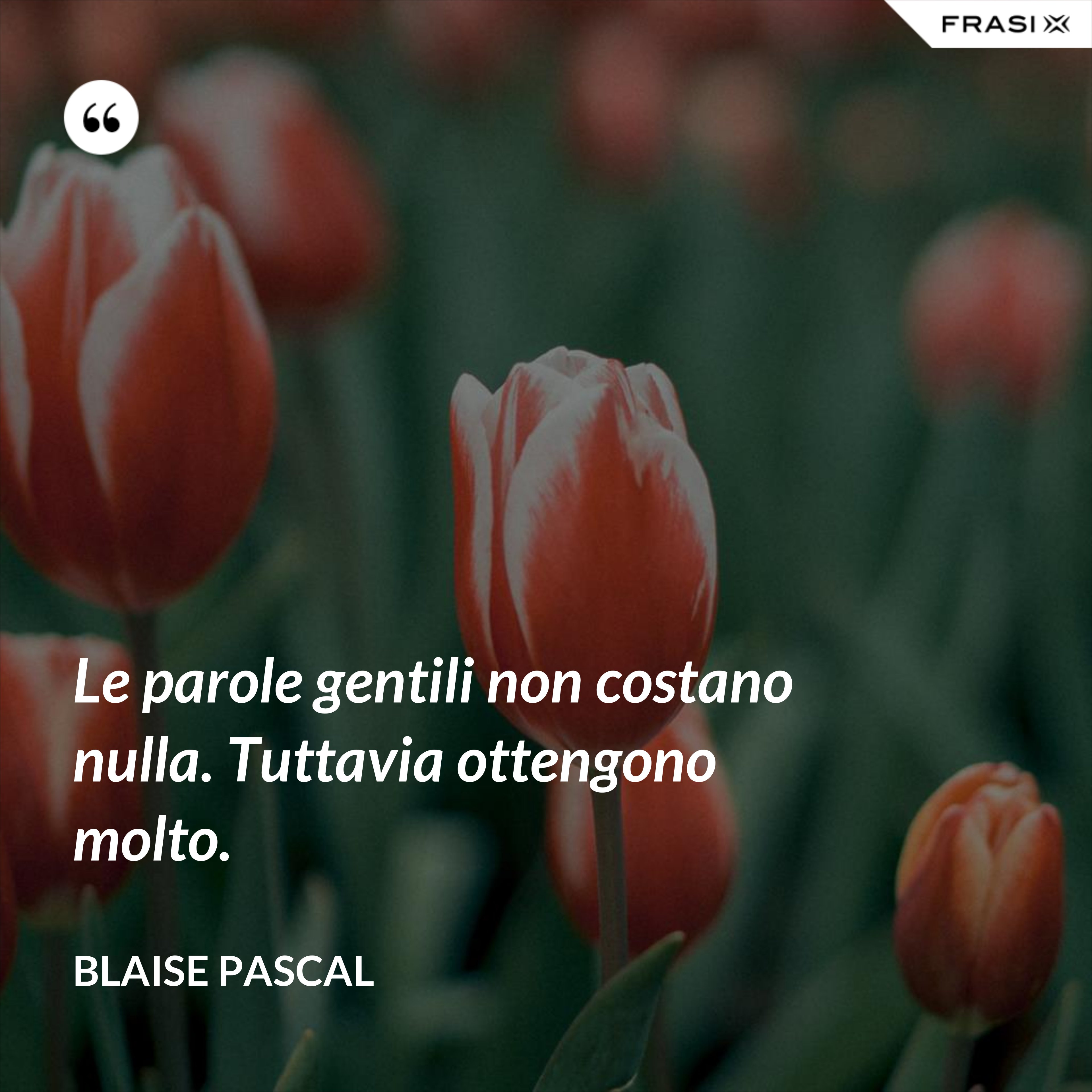 Le parole gentili non costano nulla. Tuttavia ottengono molto. - Blaise Pascal