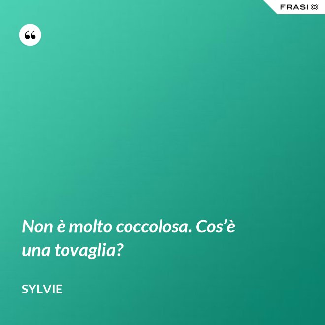 Non è molto coccolosa. Cos’è una tovaglia? - Sylvie