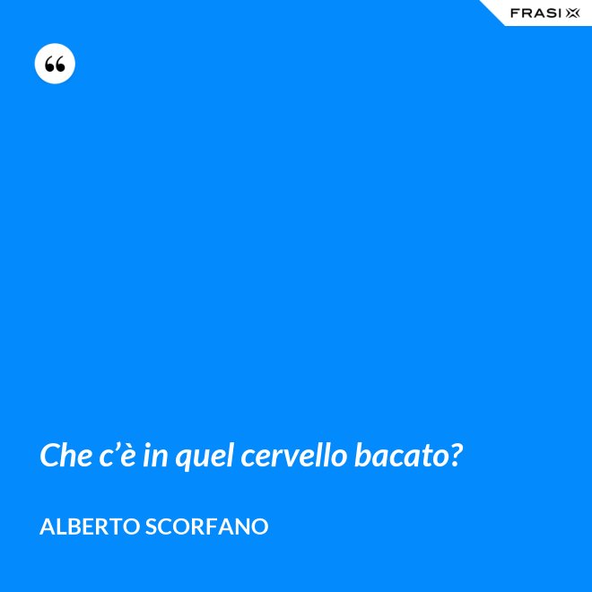 Che c’è in quel cervello bacato? - Alberto Scorfano