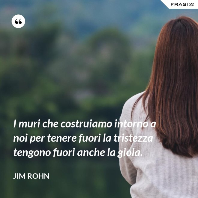 I muri che costruiamo intorno a noi per tenere fuori la tristezza tengono fuori anche la gioia. - Jim Rohn
