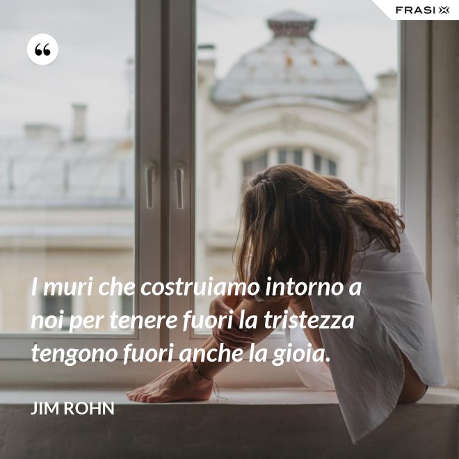 I muri che costruiamo intorno a noi per tenere fuori la tristezza tengono fuori anche la gioia. - Jim Rohn
