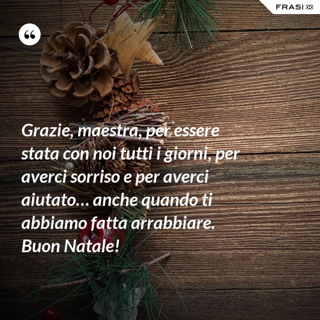 Grazie, maestra, per essere stata con noi tutti i giorni, per averci sorriso e per averci aiutato… anche quando ti abbiamo fatta arrabbiare. Buon Natale! - Anonimo