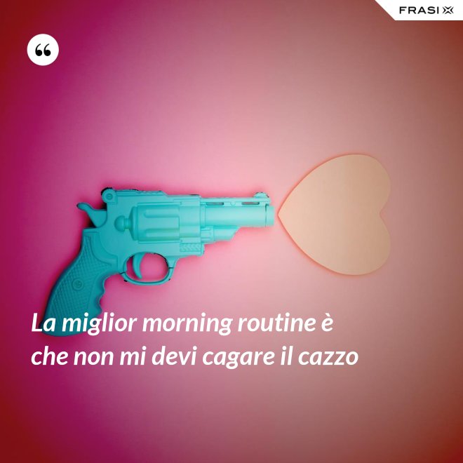 La miglior morning routine è che non mi devi cagare il cazzo - Anonimo
