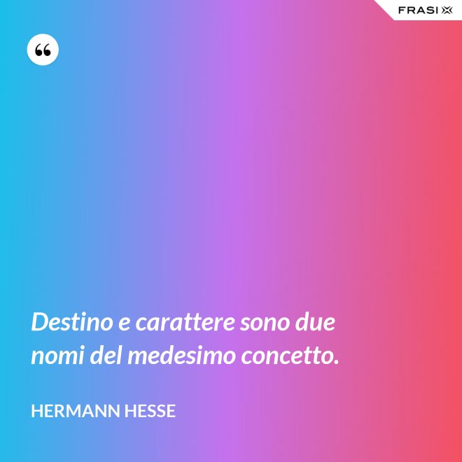 Destino e carattere sono due nomi del medesimo concetto. - Hermann Hesse