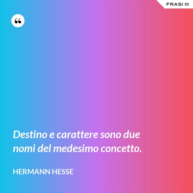 Destino e carattere sono due nomi del medesimo concetto. - Hermann Hesse
