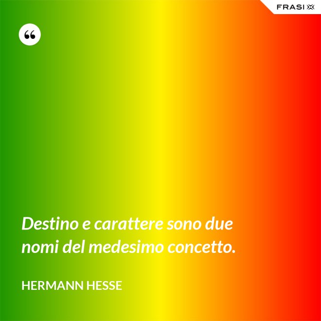 Destino e carattere sono due nomi del medesimo concetto. - Hermann Hesse