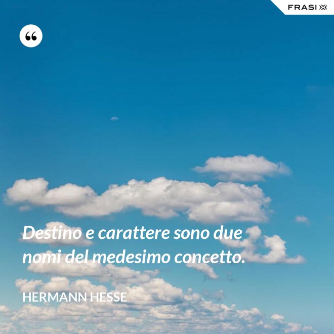 Destino e carattere sono due nomi del medesimo concetto. - Hermann Hesse