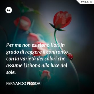 Per me non esistono fiori in grado di reggere il confronto con la varietà dei colori che assume Lisbona alla luce del sole. - Fernando Pessoa