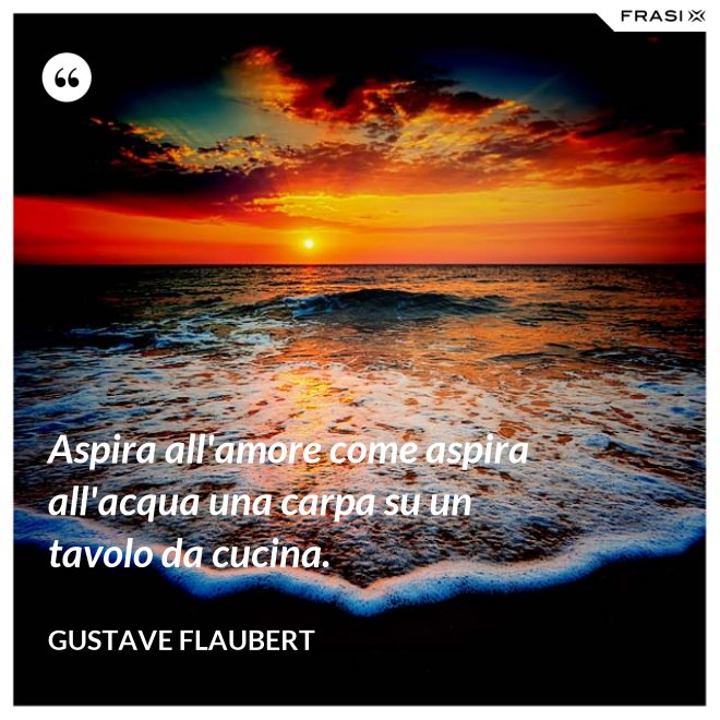 Aspira all'amore come aspira all'acqua una carpa su un tavolo da cucina. - Gustave Flaubert