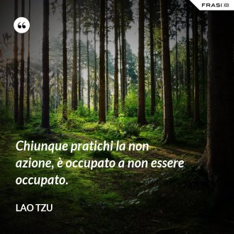 Chiunque pratichi la non azione, è occupato a non essere occupato. - Lao Tzu