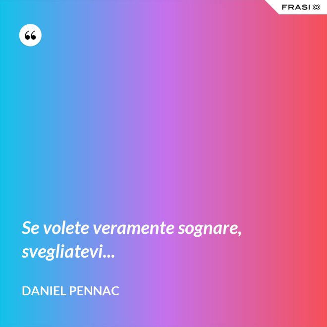 Se volete veramente sognare, svegliatevi... - Daniel Pennac