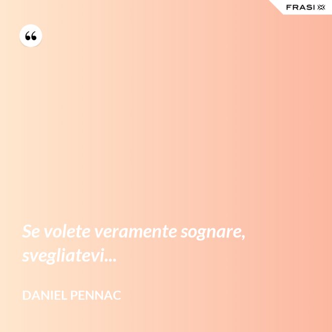 Se volete veramente sognare, svegliatevi... - Daniel Pennac