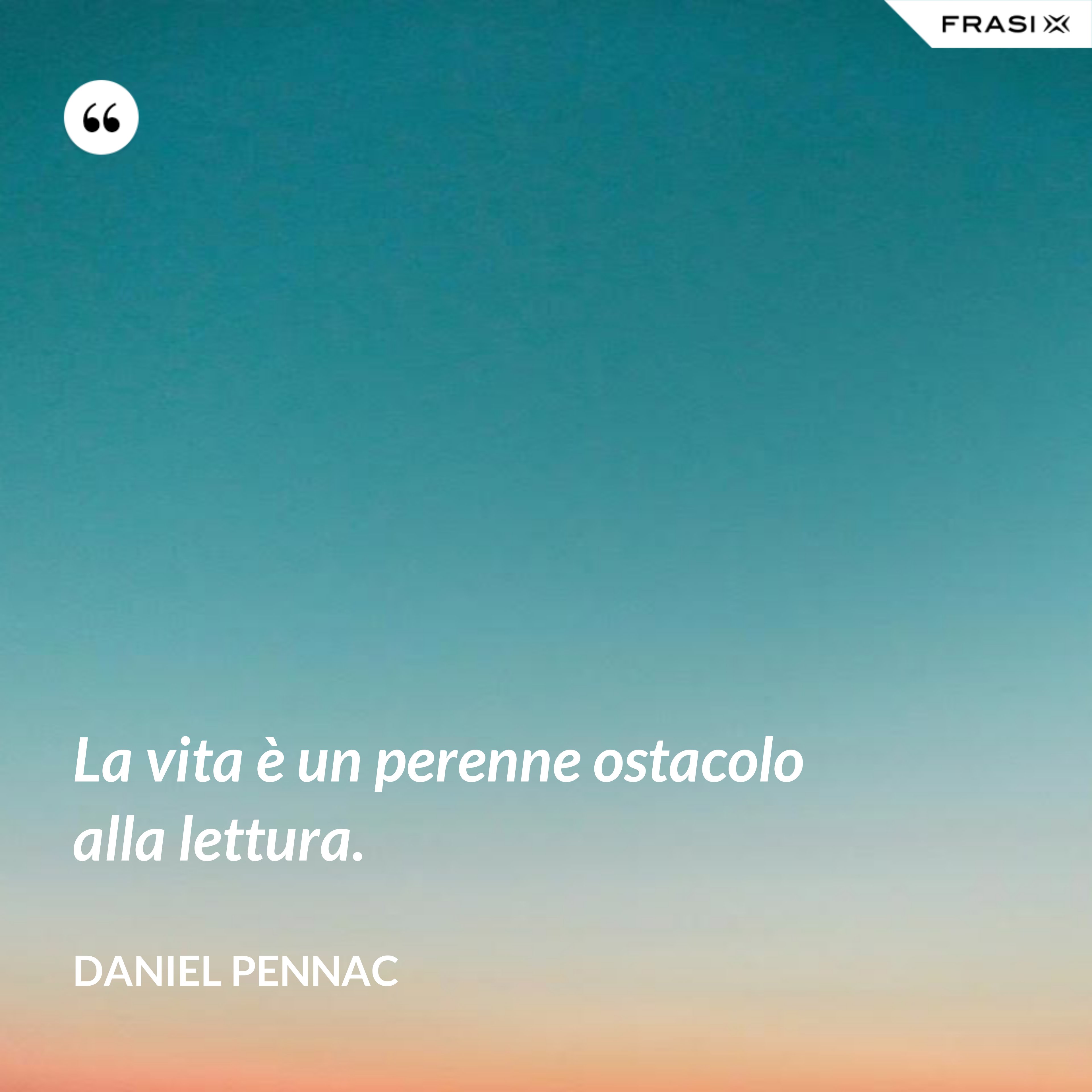 La vita è un perenne ostacolo alla lettura. - Daniel Pennac