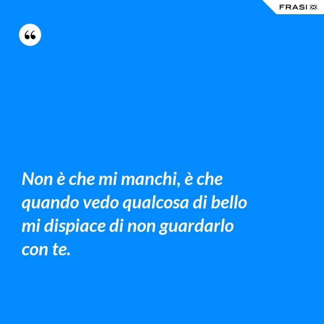 Non è che mi manchi, è che quando vedo qualcosa di bello mi dispiace di non guardarlo con te. - Anonimo