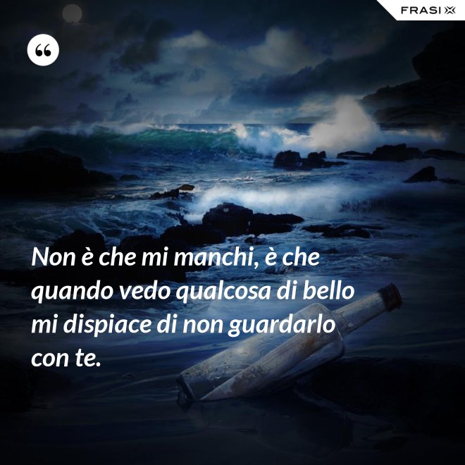Non è che mi manchi, è che quando vedo qualcosa di bello mi dispiace di non guardarlo con te. - Anonimo