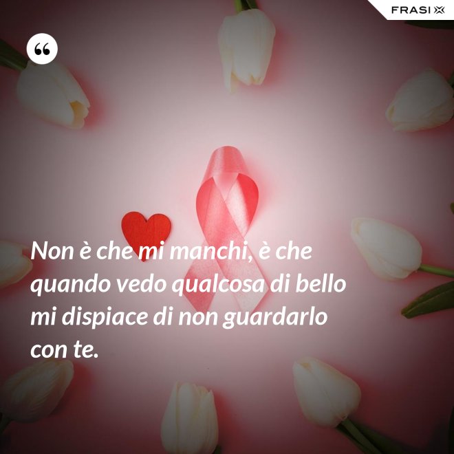 Non è che mi manchi, è che quando vedo qualcosa di bello mi dispiace di non guardarlo con te. - Anonimo