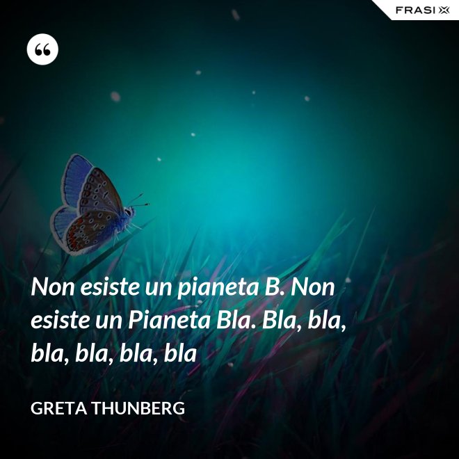 Non esiste un pianeta B. Non esiste un Pianeta Bla. Bla, bla, bla, bla, bla, bla - Greta Thunberg