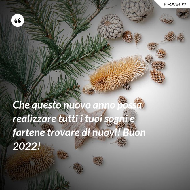 Che questo nuovo anno possa realizzare tutti i tuoi sogni e fartene trovare di nuovi! Buon 2022! - Anonimo