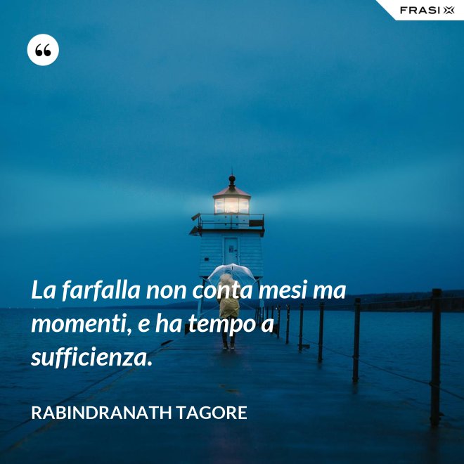 La farfalla non conta mesi ma momenti, e ha tempo a sufficienza. - Rabindranath Tagore