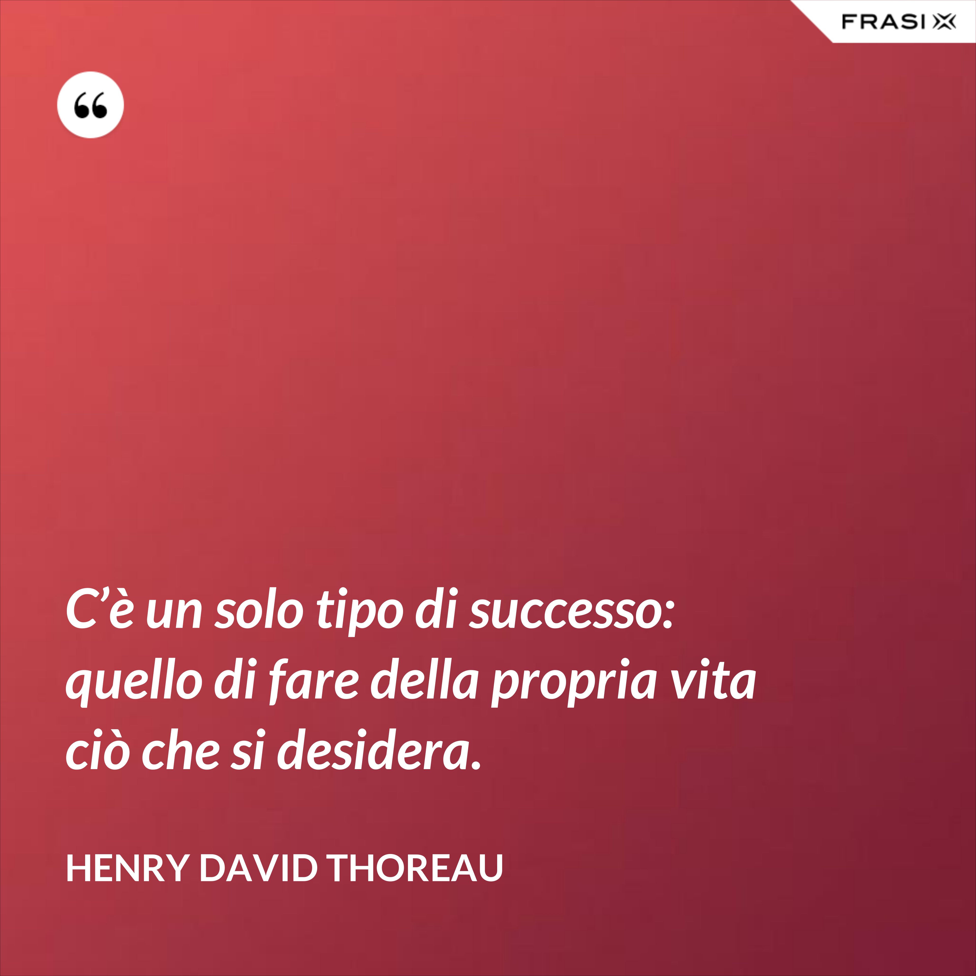 C’è un solo tipo di successo: quello di fare della propria vita ciò che si desidera. - Henry David Thoreau
