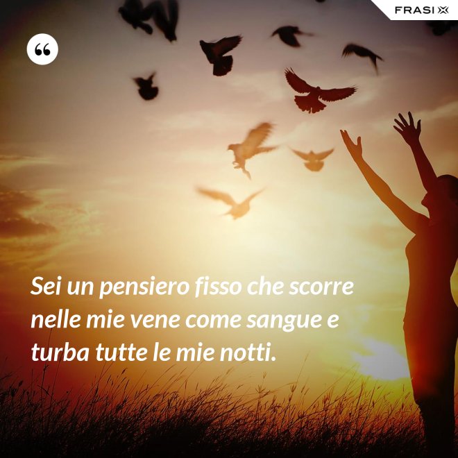 Sei un pensiero fisso che scorre nelle mie vene come sangue e turba tutte le mie notti. - Anonimo