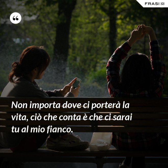 Non importa dove ci porterà la vita, ciò che conta è che ci sarai tu al mio fianco. - Anonimo