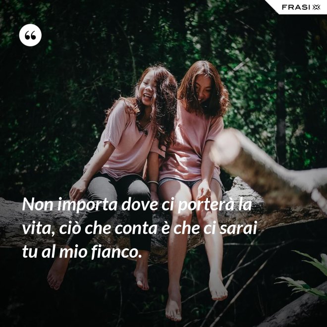 Non importa dove ci porterà la vita, ciò che conta è che ci sarai tu al mio fianco. - Anonimo