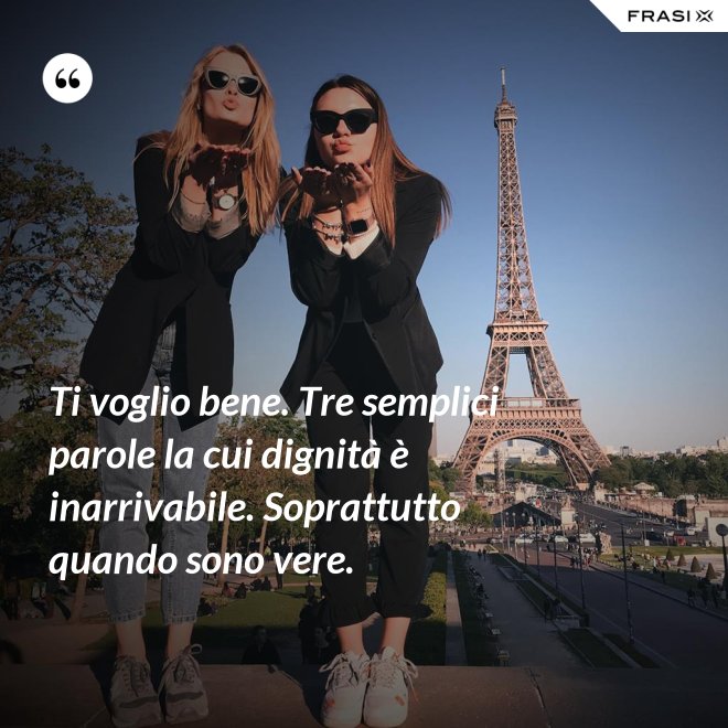 Ti voglio bene. Tre semplici parole la cui dignità è inarrivabile. Soprattutto quando sono vere. - Anonimo