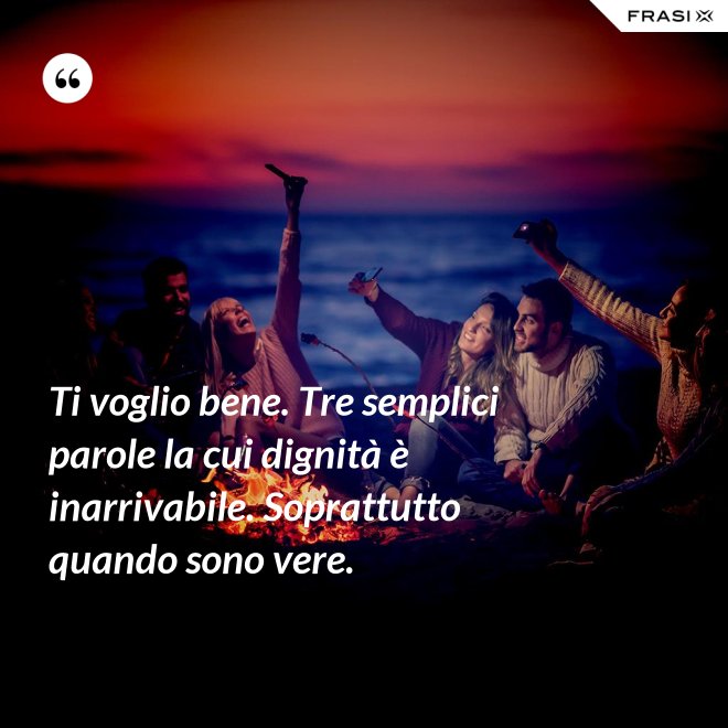Ti voglio bene. Tre semplici parole la cui dignità è inarrivabile. Soprattutto quando sono vere. - Anonimo