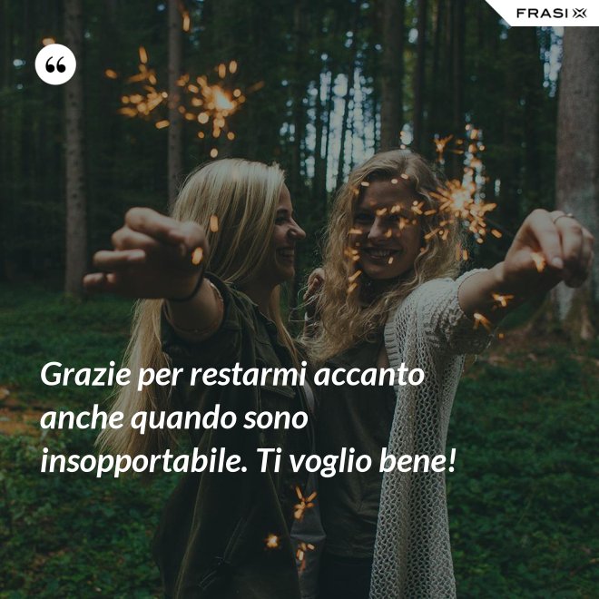 Grazie per restarmi accanto anche quando sono insopportabile. Ti voglio bene! - Anonimo