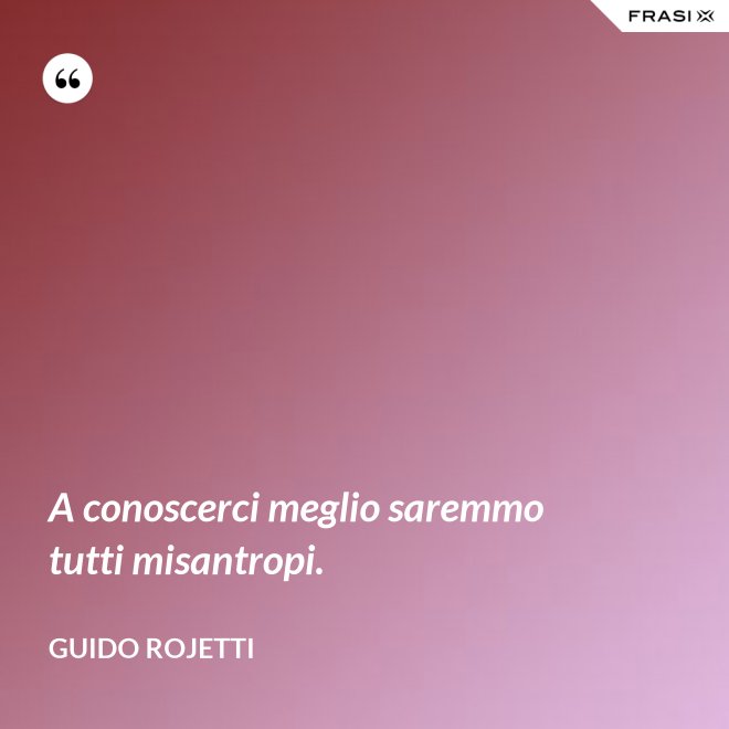 A conoscerci meglio saremmo tutti misantropi. - Guido Rojetti