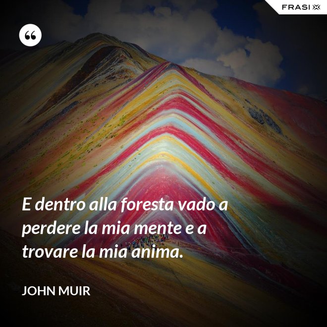 E dentro alla foresta vado a perdere la mia mente e a trovare la mia anima. - John Muir