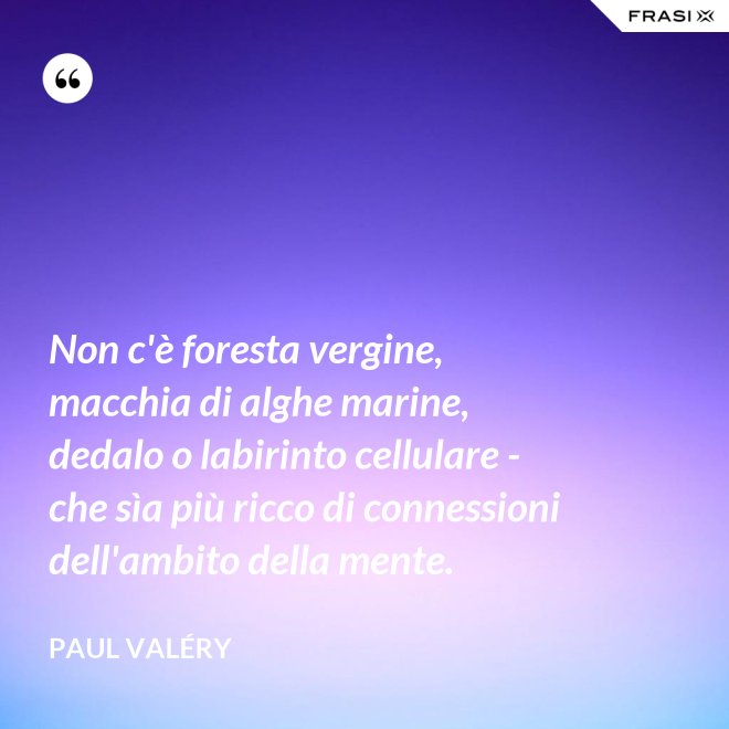 Non c'è foresta vergine, macchia di alghe marine, dedalo o labirinto cellulare - che sìa più ricco di connessioni dell'ambito della mente. - Paul Valéry