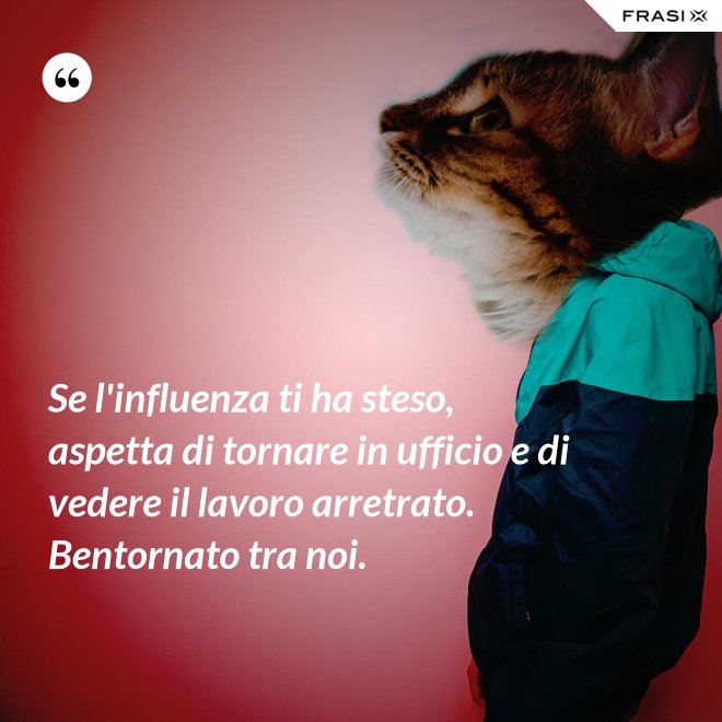 Se l'influenza ti ha steso, aspetta di tornare in ufficio e di vedere il lavoro arretrato. Bentornato tra noi. - Anonimo