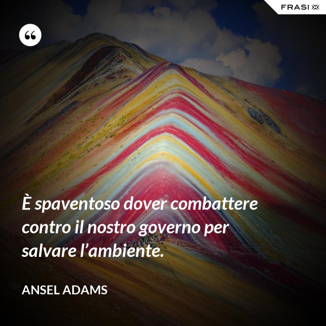 È spaventoso dover combattere contro il nostro governo per salvare l’ambiente. - Ansel Adams