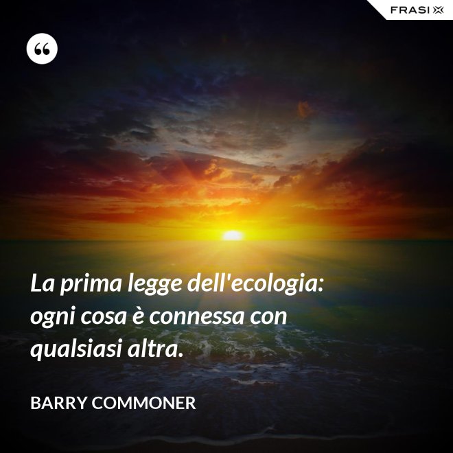 La prima legge dell'ecologia: ogni cosa è connessa con qualsiasi altra. - Barry Commoner